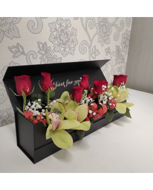 Oblong Box with Red Flowers