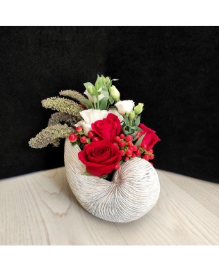 Shell with Red Flowers